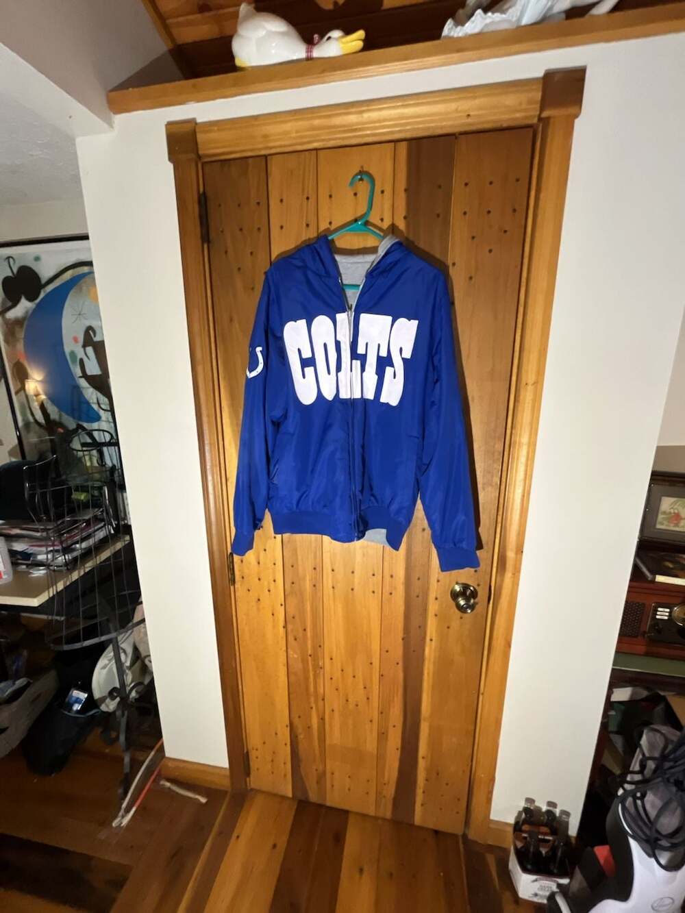 G-III Indianapolis Colts Hooded Reversible Jacket Blue Gray Full Zip